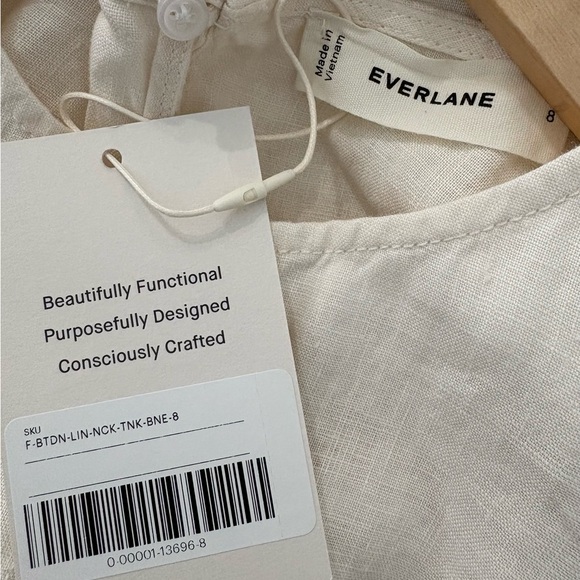 EVERLANE NW The Linen High Neck Tank Sz 8 Natural Minimalist Coastal Earthy - Picture 5 of 10